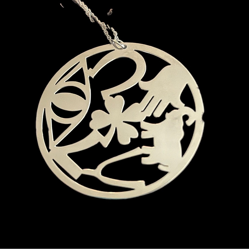 JZ by Jennifer Zeuner Sterling Silver Good Fortune Round Pendant Necklace